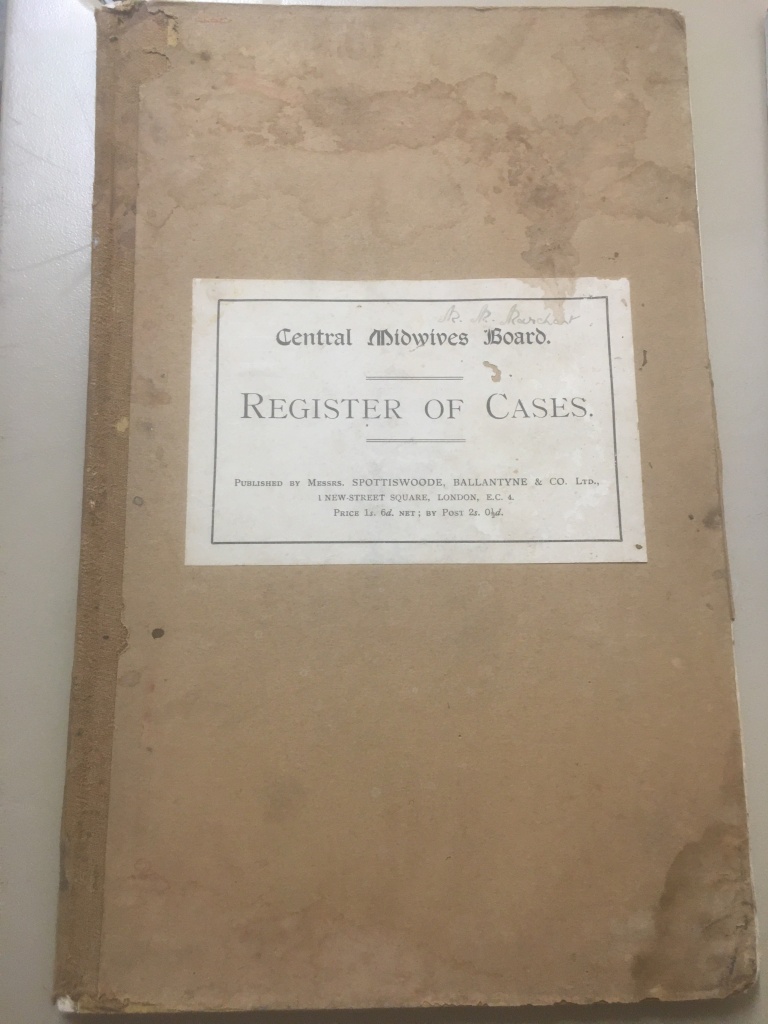 Image of a register of cases at the Cotswold maternity Hospital 1937-45